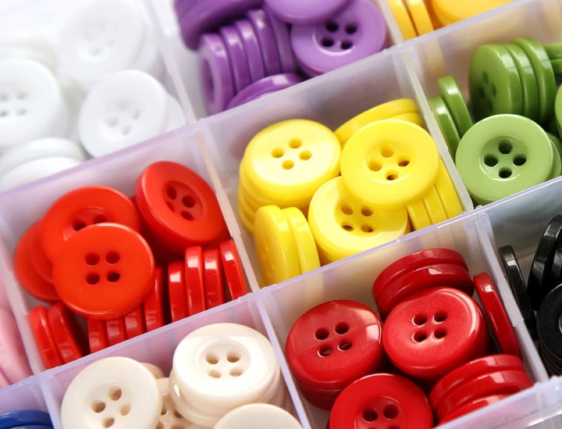 GANSSIA 5/8 Inch (15mm) Mix 15 Colors Buttons for Sewing 4 Holes Resin Button for Crafts Scrapbooking Pack of 300 PCS with Box (Each Color 20 PCS) - Image 5